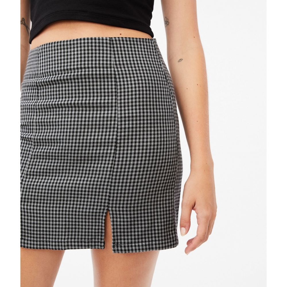 Aeropostale Plaid Notched-Hem Mini Skirt